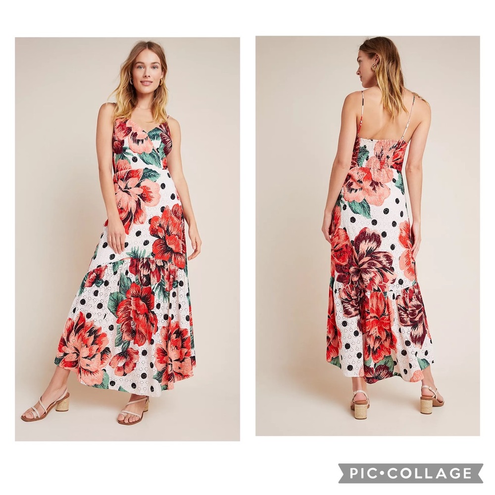 Anthropologie Farm Rio Riviera Eyelet Maxi Dress